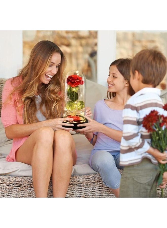 A glowing red rose inside a glass dome – a luxurious, romantic gift with lights for Valentine's Day and anniversaries - Image 5